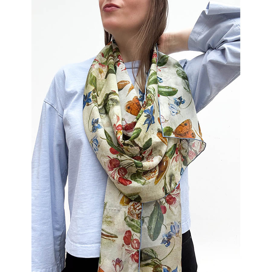 Van Kessel Apple Blossom Chiffon Scarf - With Model