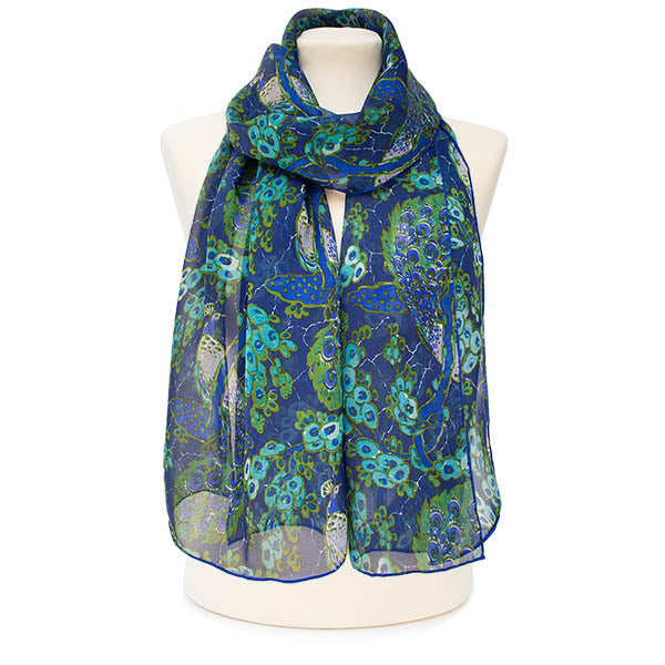 Art Nouveau Peacock Chiffon Scarf