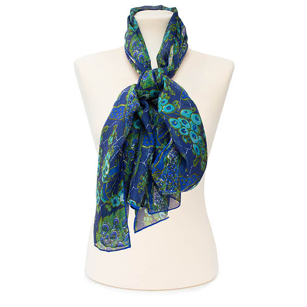 Art Nouveau Peacock Chiffon Scarf - Style 2