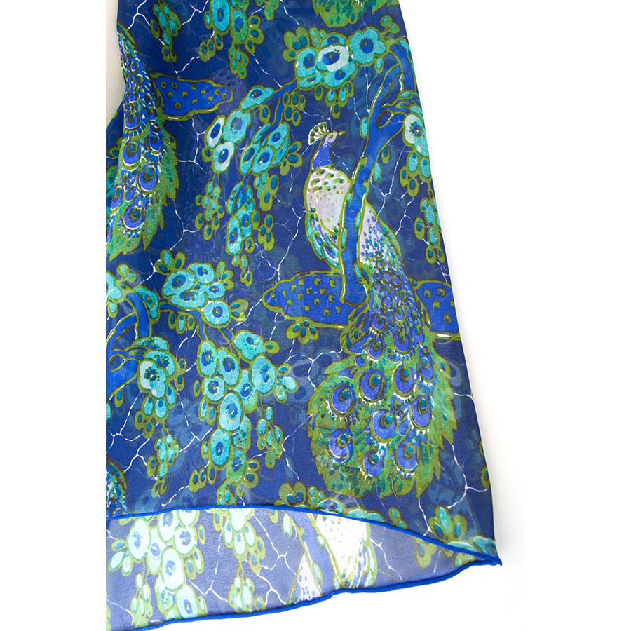 Art Nouveau Peacock Chiffon Scarf- Detail