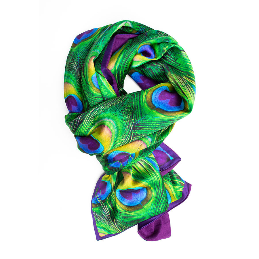 Peacock Feathers Poshmina Stole - Style 2