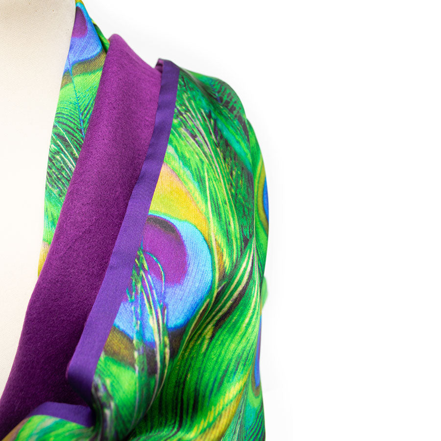 Peacock Feathers Poshmina Stole - Detail
