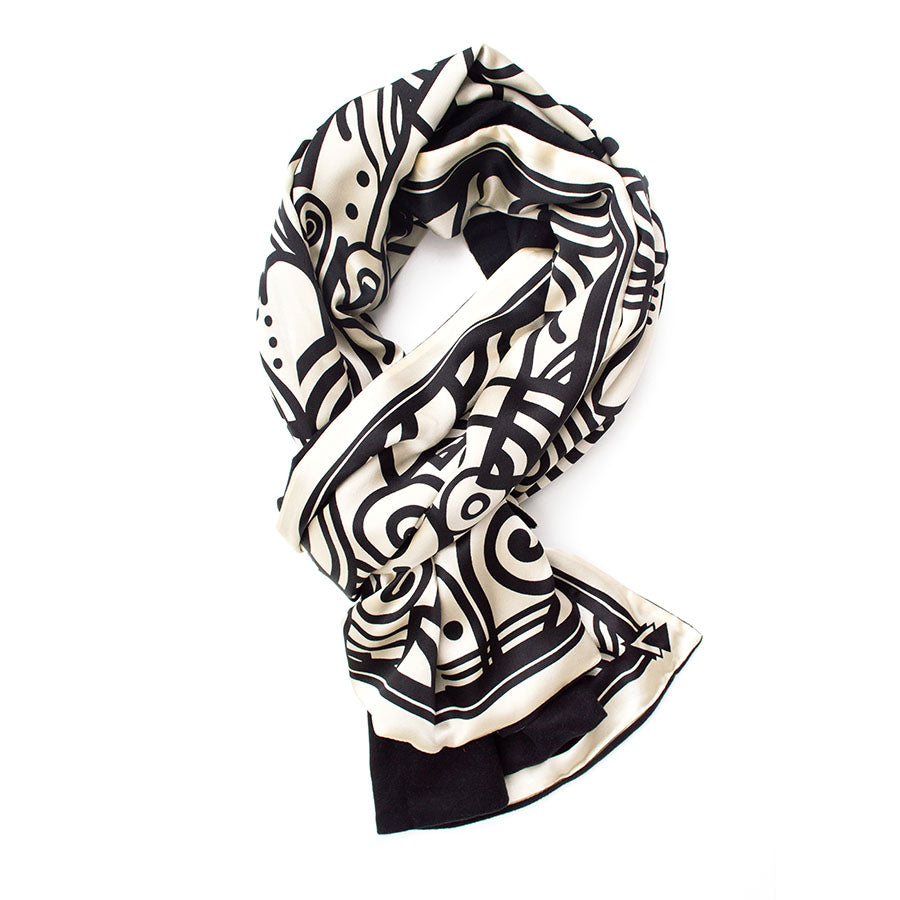Art Deco Scroll Poshmina Stole - Style 2