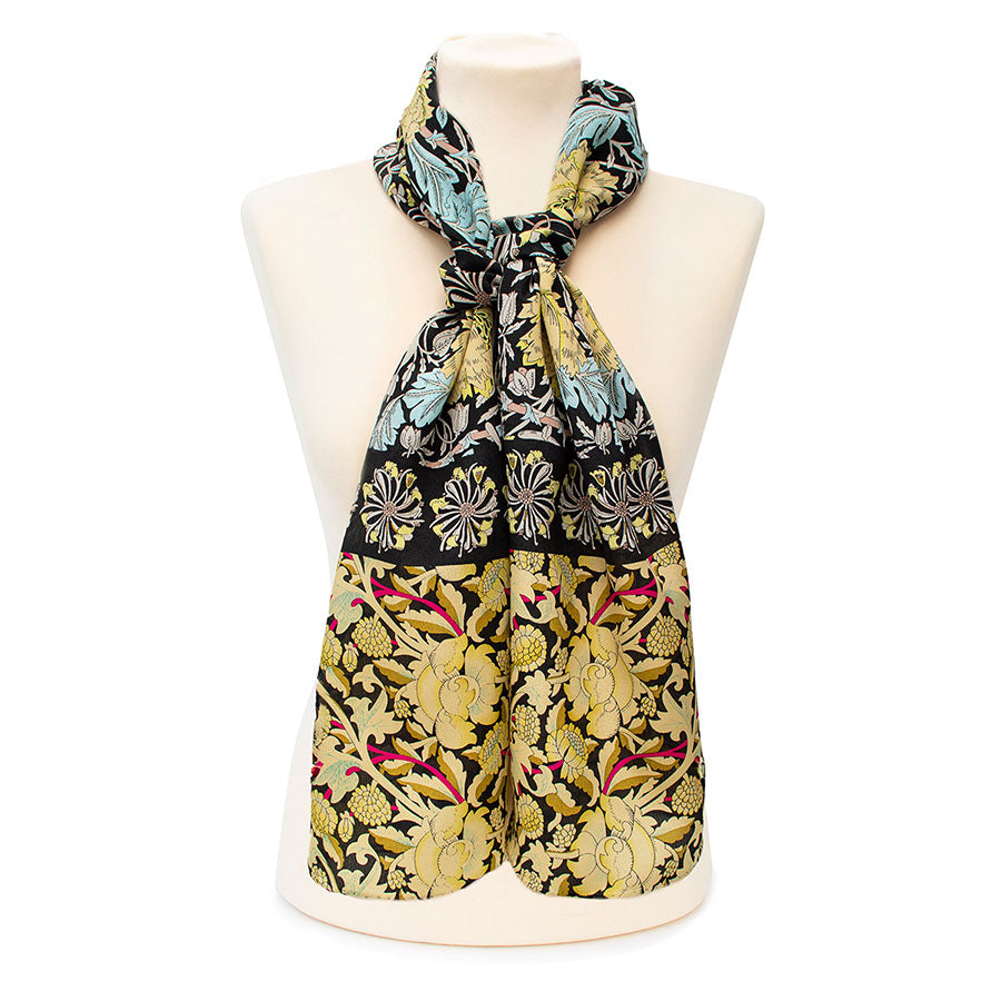 Morris Black Mix Crêpe de Chine Scarf