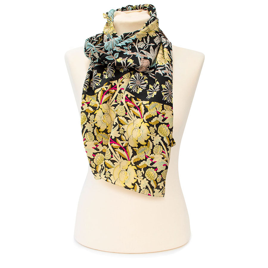 Morris Black Mix Crêpe de Chine Scarf 2