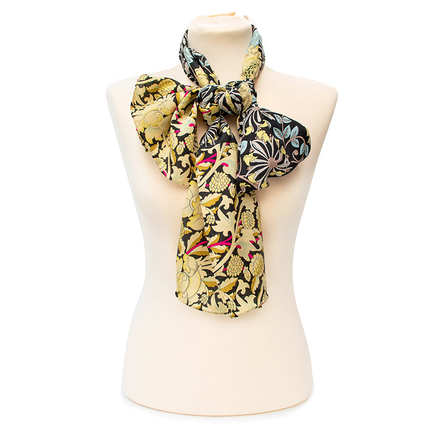 Morris Black Mix Crêpe de Chine Scarf 3