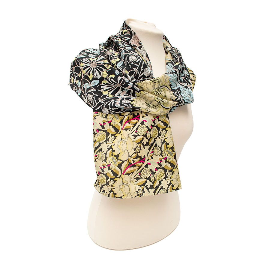 Morris Black Mix Crêpe de Chine Scarf 4