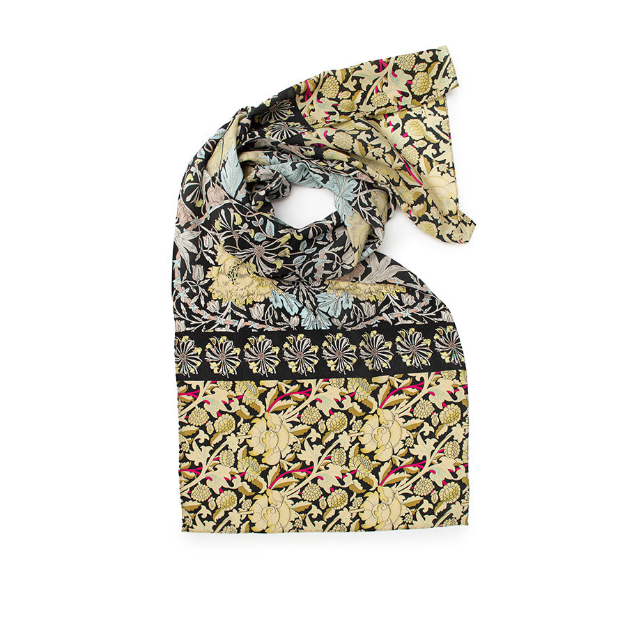Morris Black Mix Crêpe de Chine Scarf 6