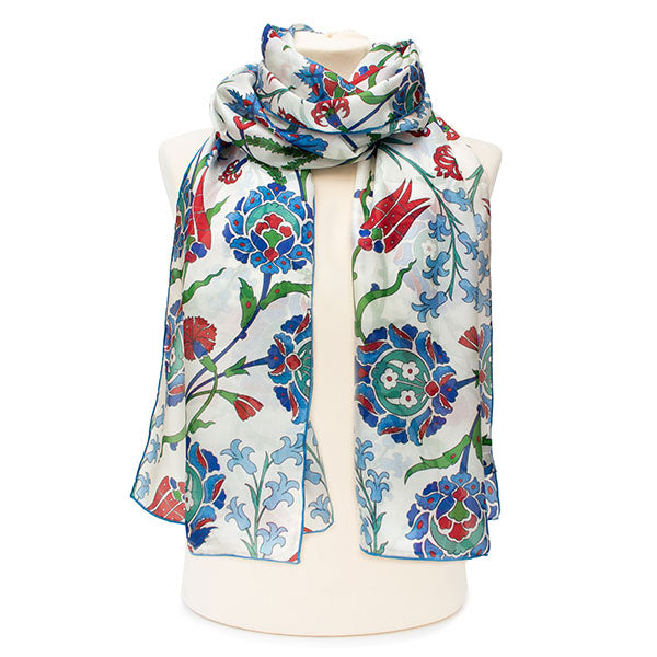 Iznik Tulips Silk Habotai Scarf