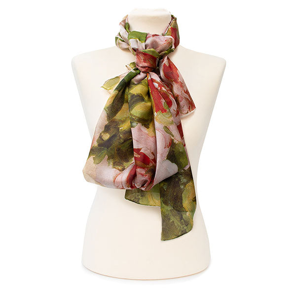 Pissaro Peonies Silk Habotai Scarf - Style 2