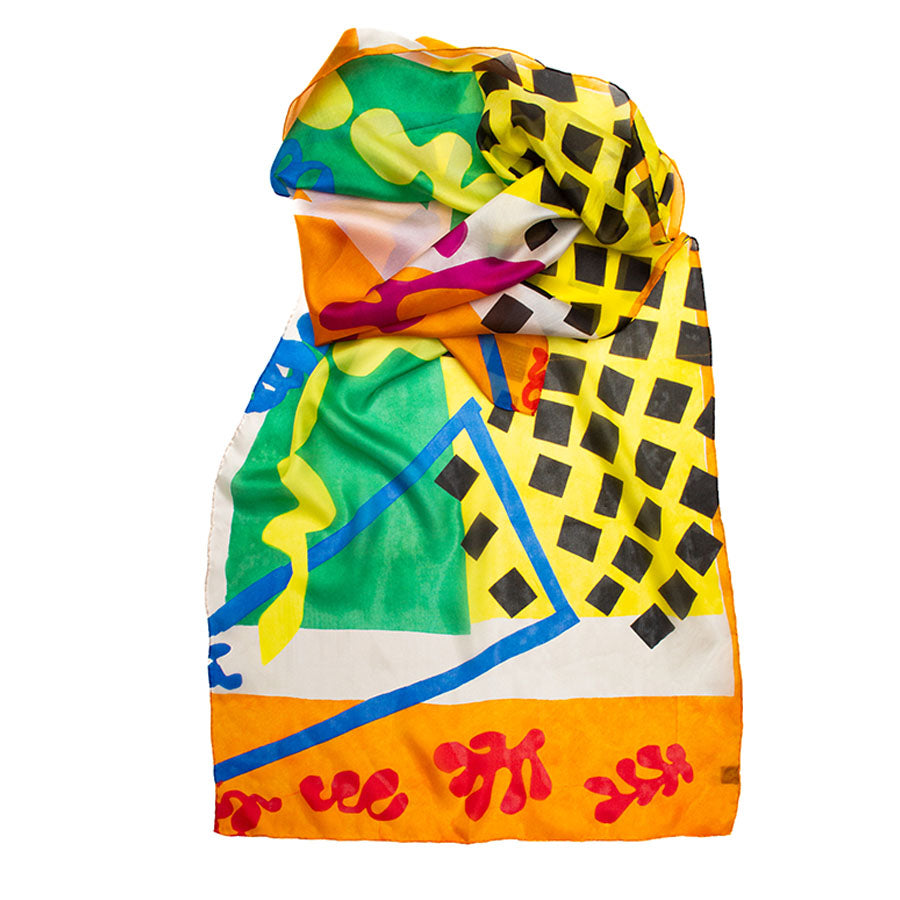 Matisse Orange Silk Habotai Scarf - Detail