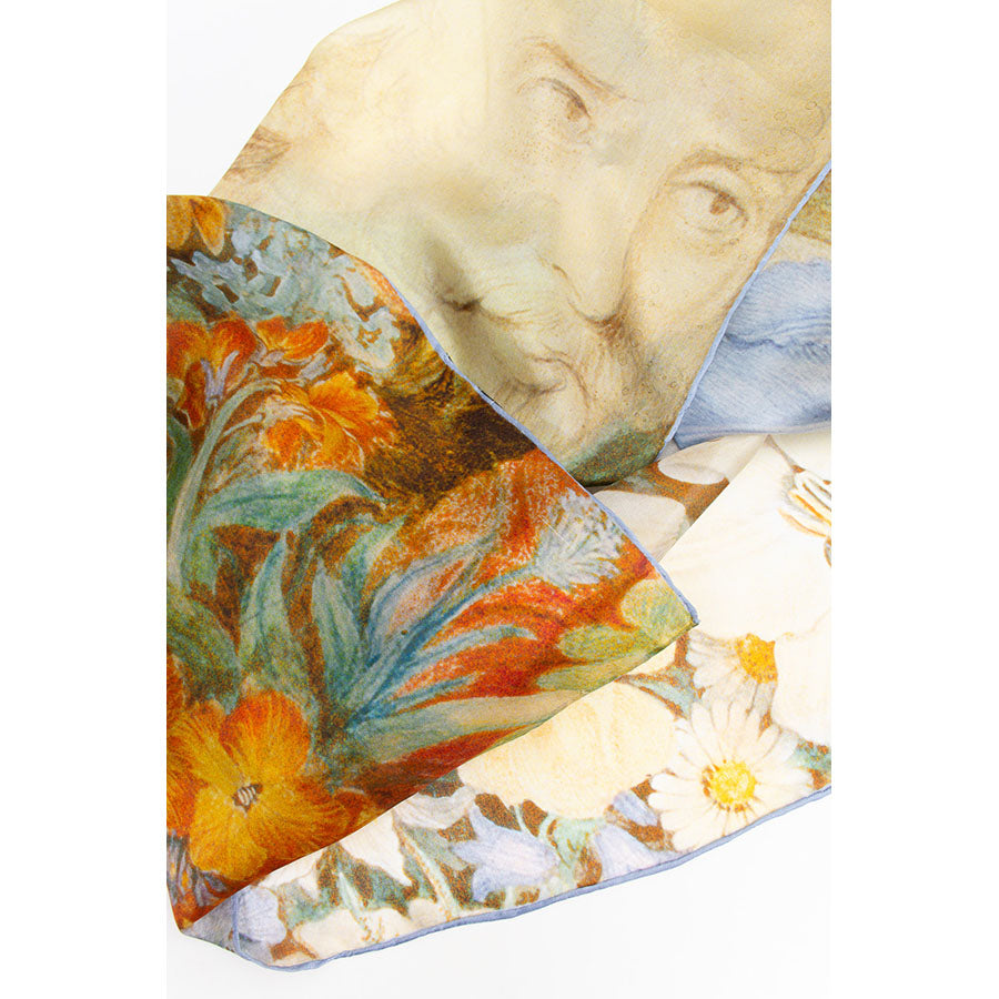 Shakespeare Bee & Blooms Silk Habotai Scarf - Detail