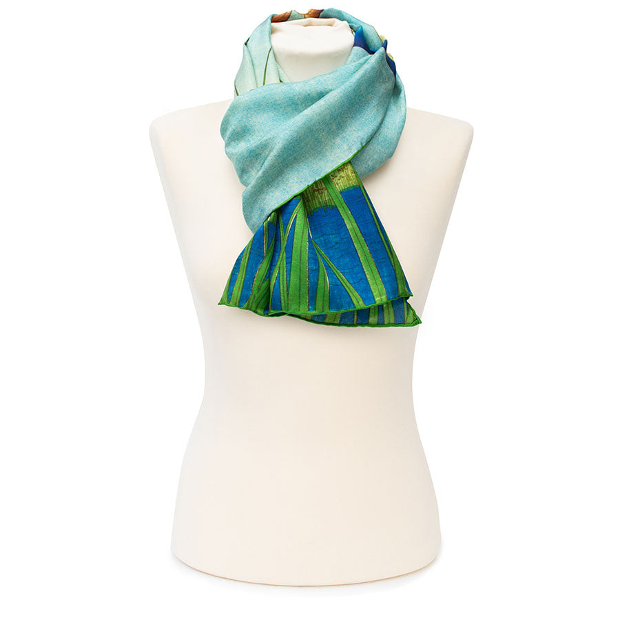 Hiroshige Iris Silk Habotai Scarf - Style 4