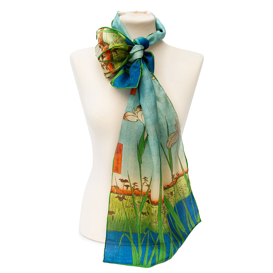 Hiroshige Iris Silk Habotai Scarf - Style 2