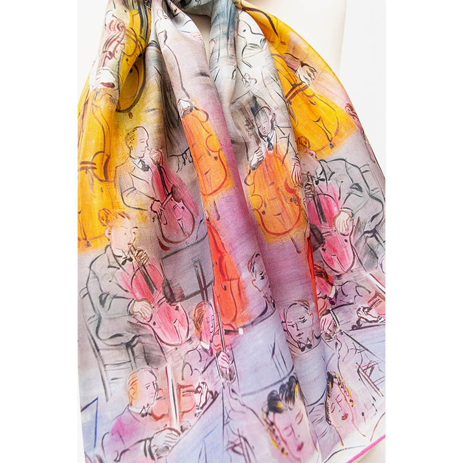 Dufy Orchestra Silk Habotai Scarf