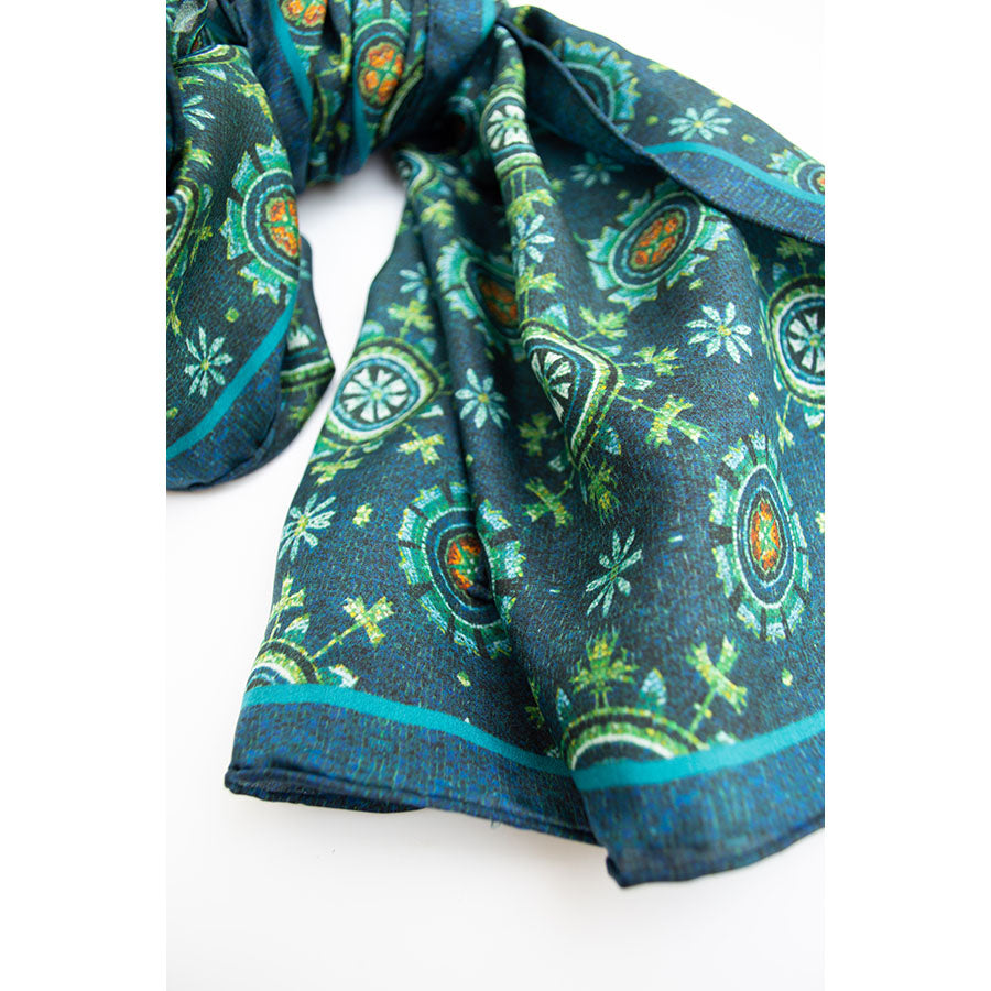 Byzantine Mosaic Silk Habotai Scarf - Detail