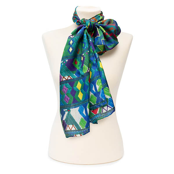 Forest Light Silk Habotai Scarf - Style 2