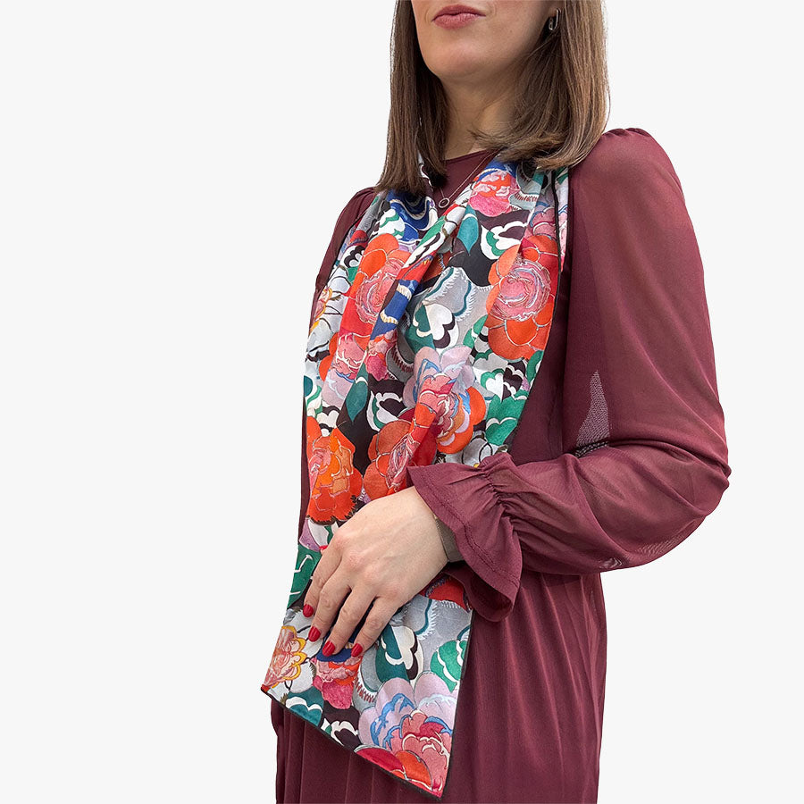 Edouard Benedictus Silk Habotai Scarf - With Model 1