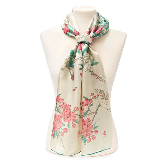Hiroshige Cherry Blossom Silk Habotai Scarf