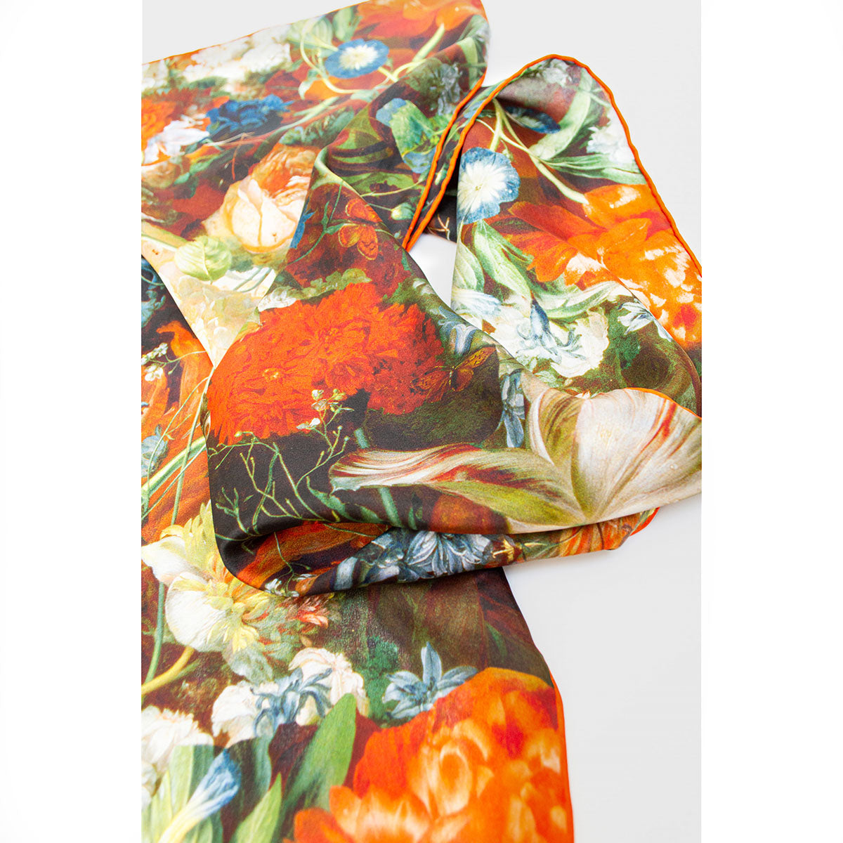 Van Huysum Flower Bouquet Silk Habotai Scarf - Detail 2