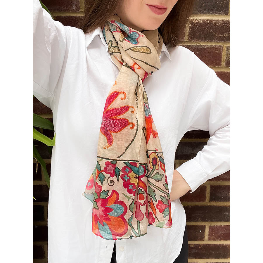 Suzani Blossom Chiffon Scarf