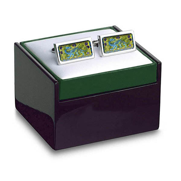 De Morgan Blue Dragon Cuff Links in box