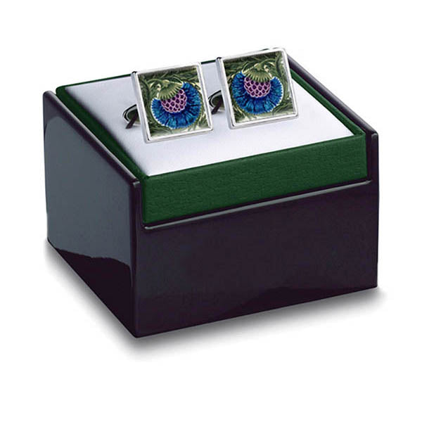 De Morgan Flowers Blue Cuff Links in box