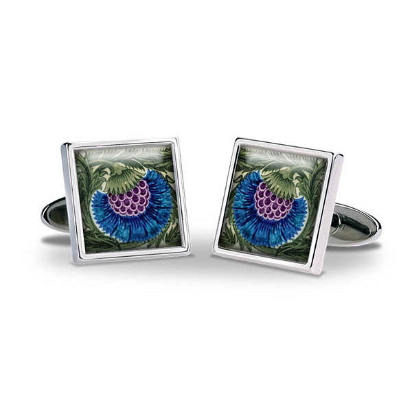 De Morgan Flowers Blue Cuff Links