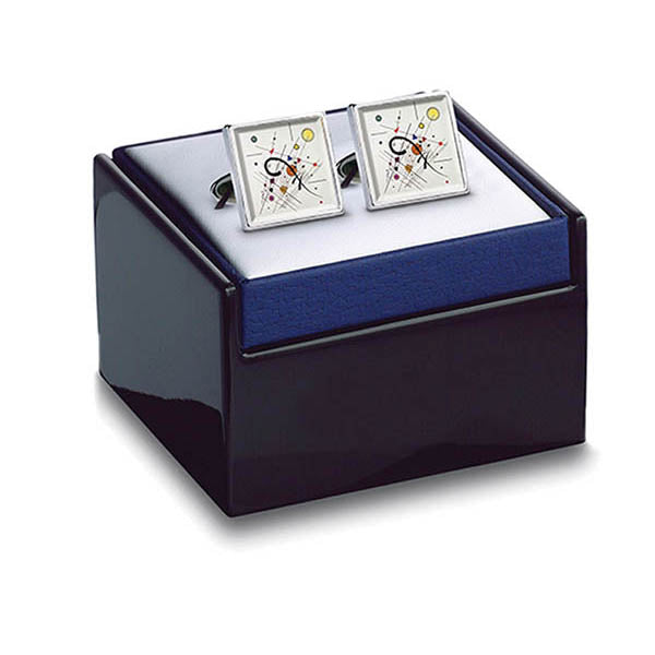 Kandinsky Grey Square Cuff Links in box