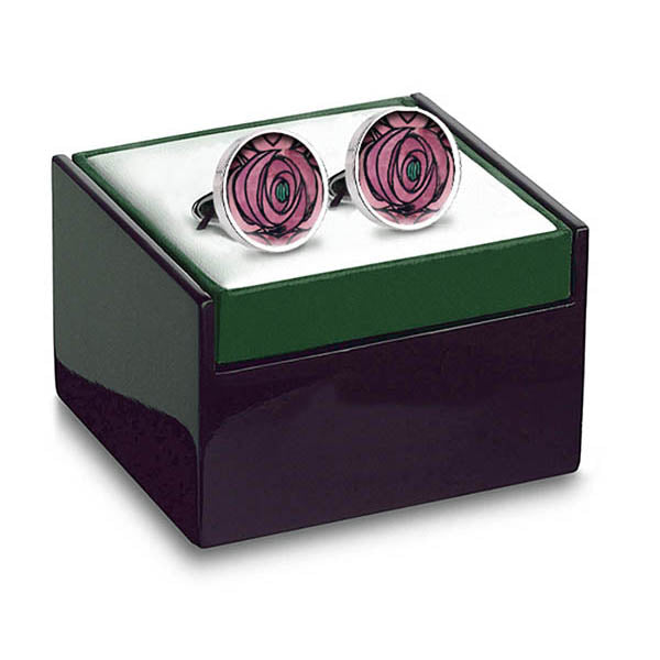 Mackintosh Rose & Teardrop Cuff Links in box