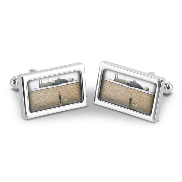 Man Lying on a Wall Cuff Links in box