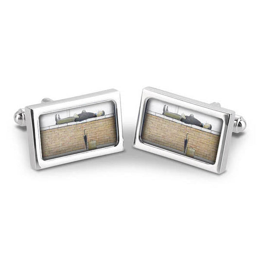 Man Lying on a Wall Cuff Links in box
