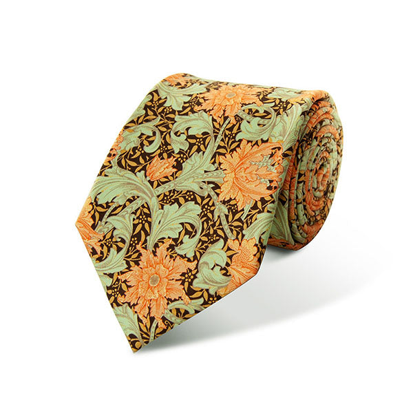 Morris Single Stem Coral Silk Tie