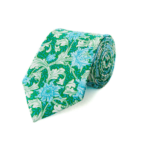 Morris Single Stem Aqua Silk Tie