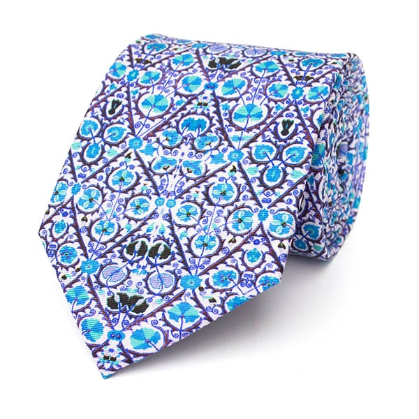Suzani Blue Silk Tie