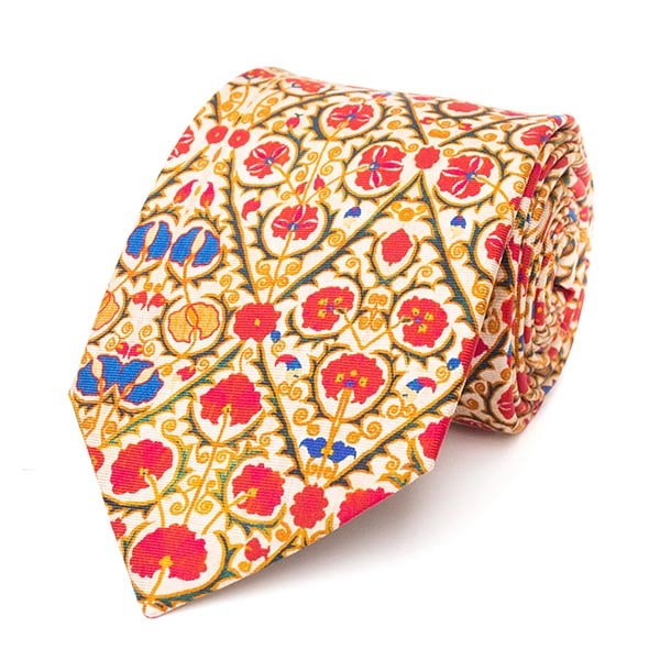 Suzani Red Silk Tie