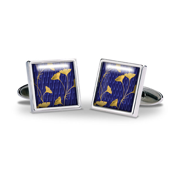 Enamel Gingko Leaf Cuff Links
