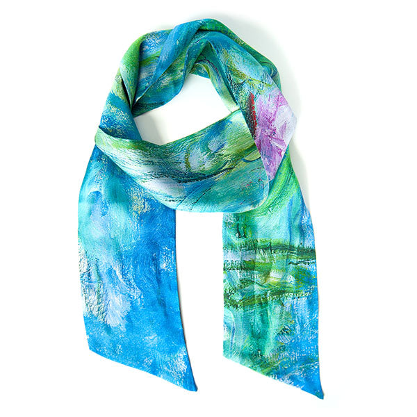 Monet Water Lilies Skinny Silk Scarf