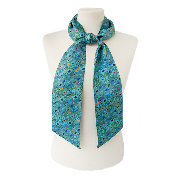 Klimt Turquoise Skinny Silk Scarf with Mannequin