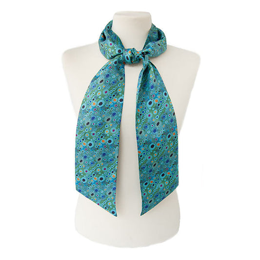 Klimt Turquoise Skinny Silk Scarf with Mannequin