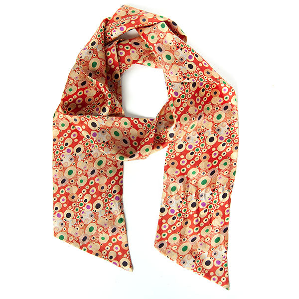 Klimt Red Skinny Silk Scarf
