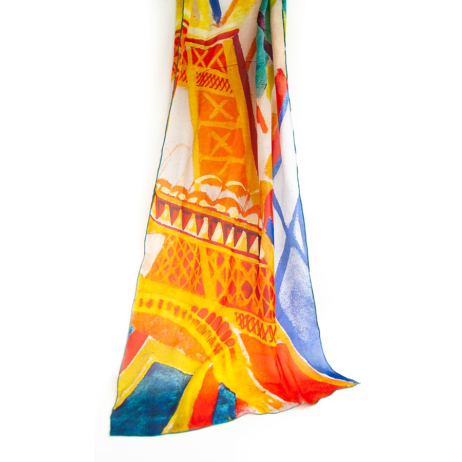 Delaunay Eiffel Tower Habotai Scarf - Detail