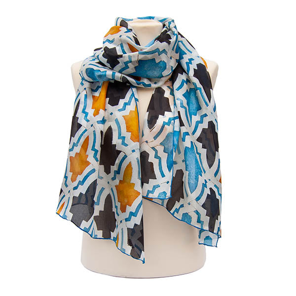 Moroccan Tiles Silk Habotai Scarf