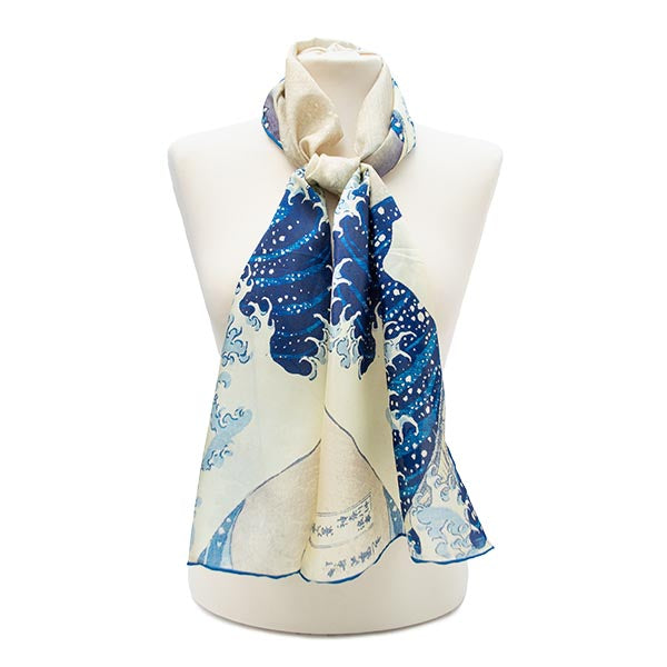 Hokusai Wave Habotai Silk Scarf