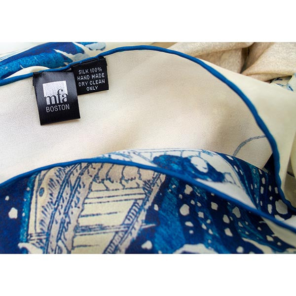Hokusai Wave Habotai Silk Scarf - Label