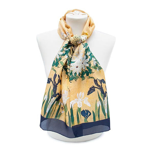 Japanese Iris Silk Habotai Scarf