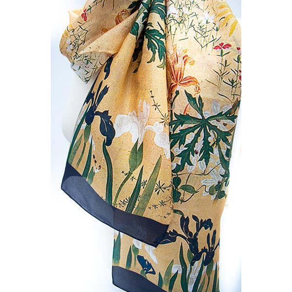 Japanese Iris Silk Habotai Scarf - Detail