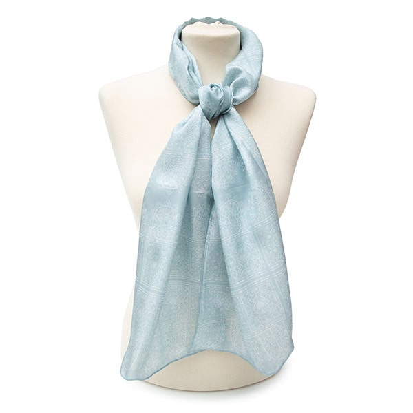 Victorian Lace Habotai Scarf Blue