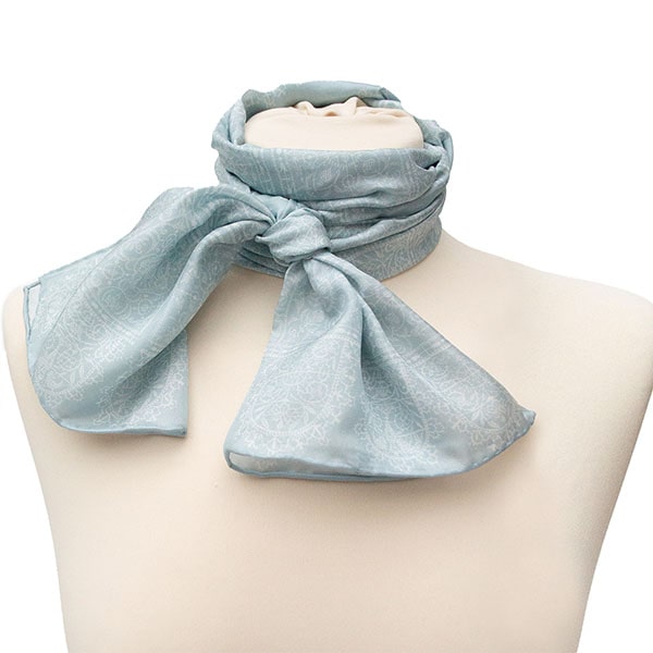 Victorian Lace Habotai Scarf Blue - Styled