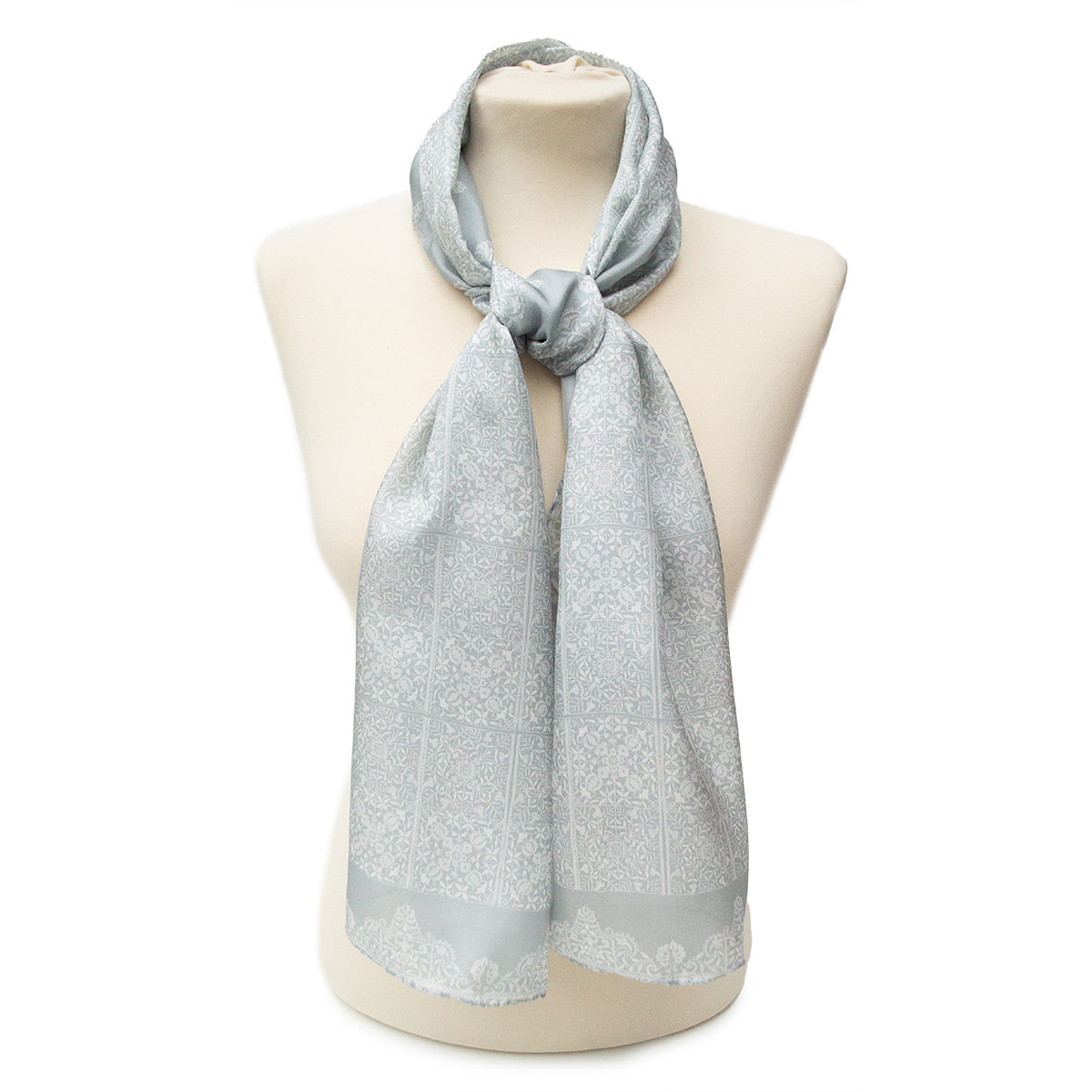 Victorian Lace Habotai Scarf Grey